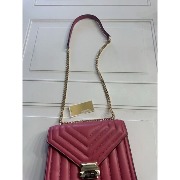 Michael Kors Whitney Medium Flap Chain Crosshody Bag Purse Berry Pink NWT $460 - Picture 5 of 7